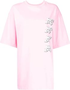 We11done T-shirt met logoprint Roze