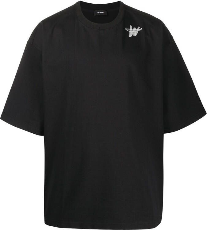 We11done T-shirt met logoprint Zwart