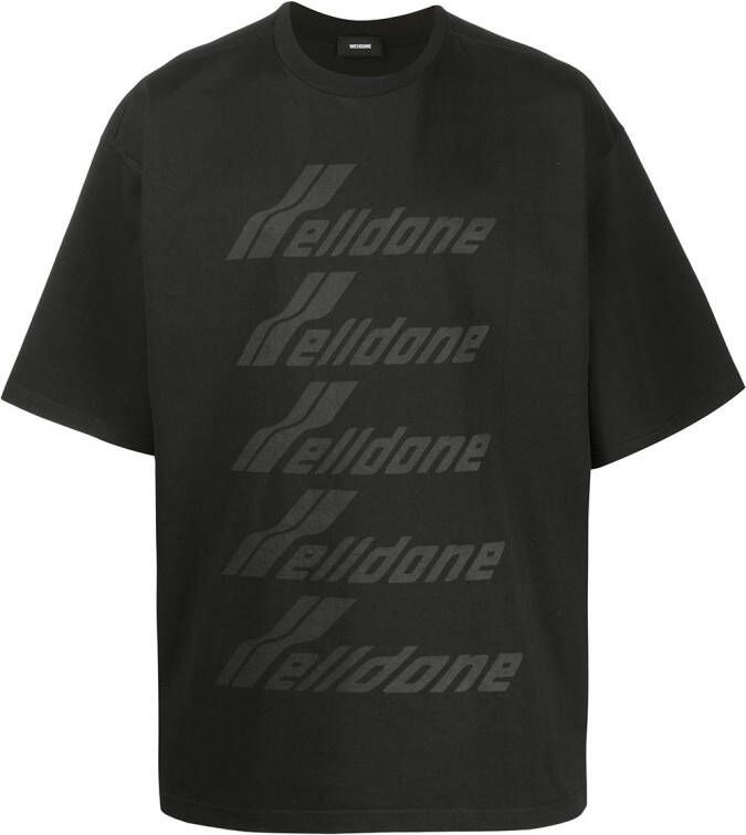 We11done T-shirt met logoprint Zwart