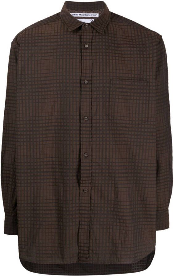 White Mountaineering Geruit overhemd Bruin