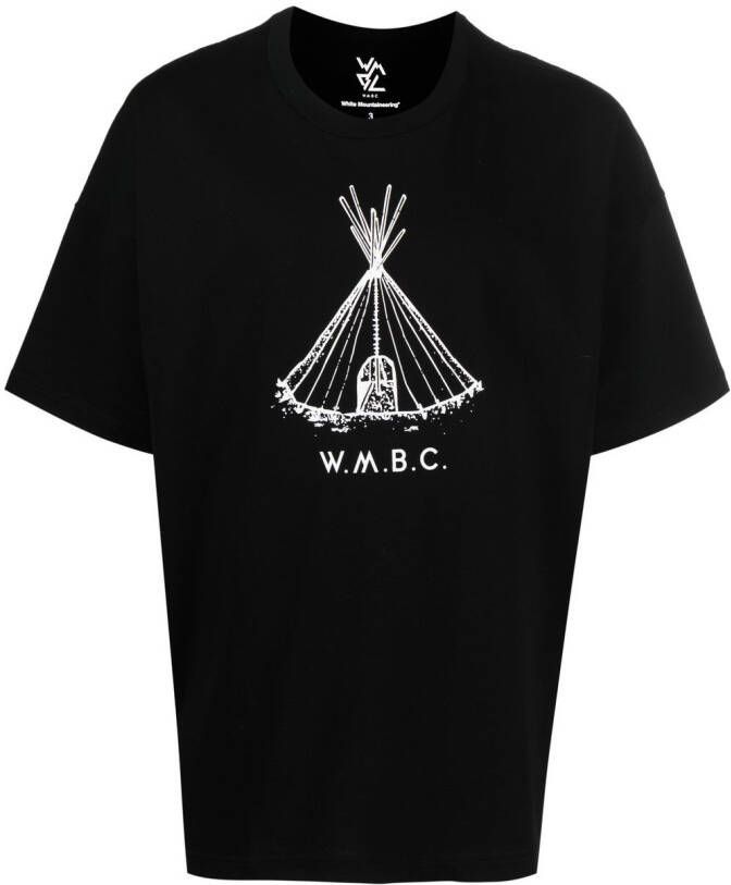 White Mountaineering T-shirt met grafische print Zwart