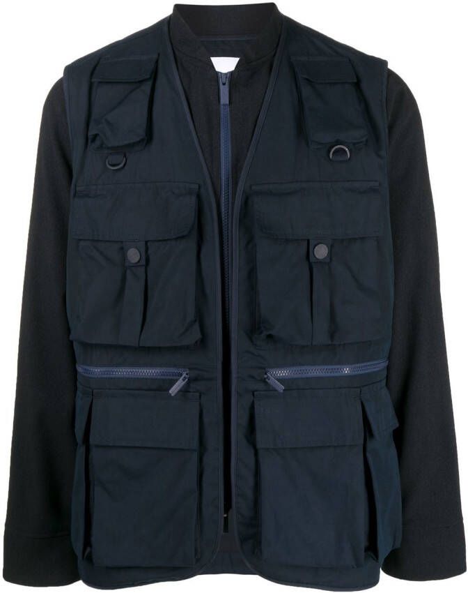 White Mountaineering Jas met meerdere zakken Blauw