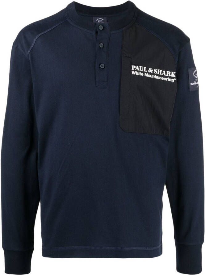 White Mountaineering T-shirt met logoprint Blauw