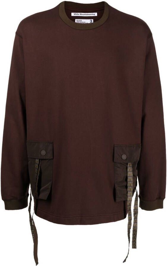 White Mountaineering Sweater met klepzak Bruin
