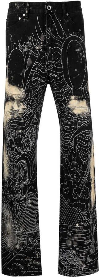 Who Decides War Jeans met borduurwerk Zwart