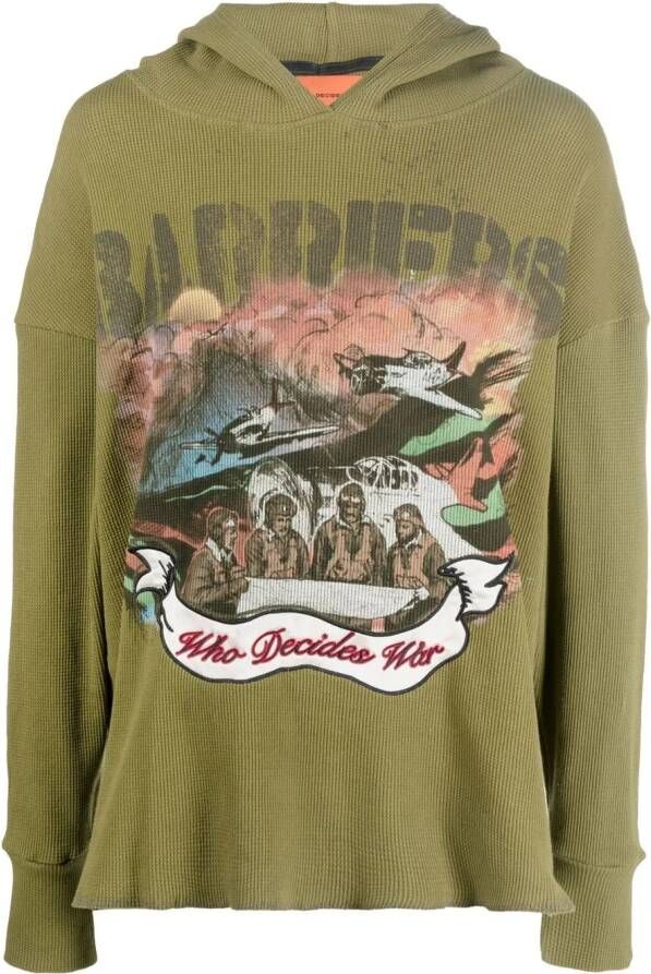 Who Decides War Hoodie met print Groen