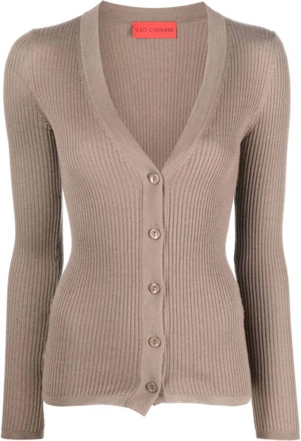Wild Cashmere Cloe vest met V-hals Bruin