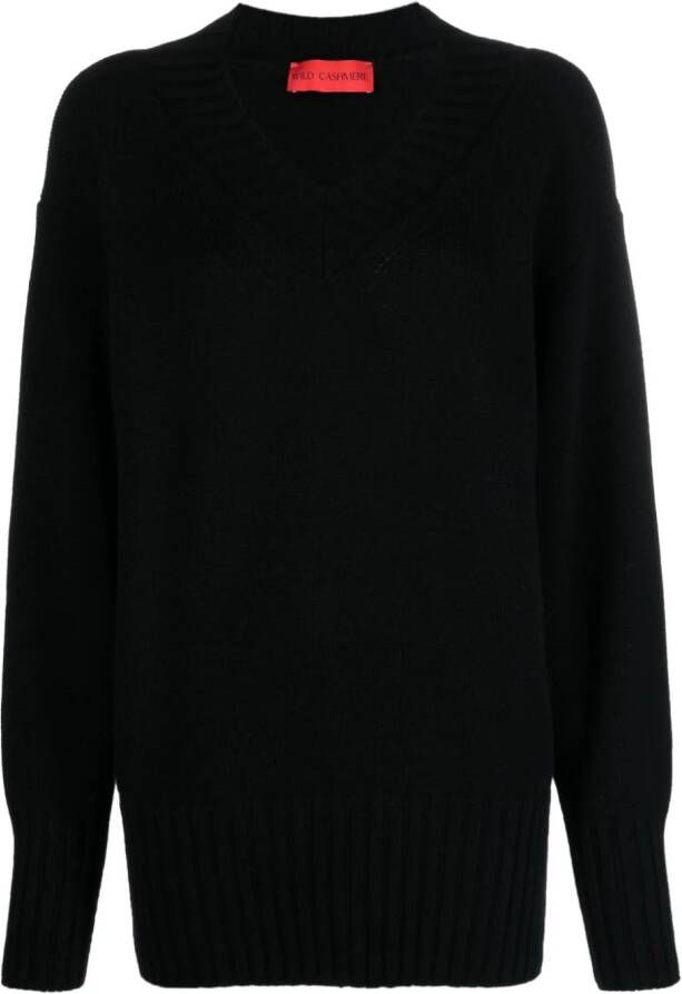 Wild Cashmere Trui met V-hals Zwart