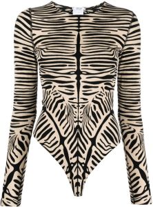 Wolford abstract-print long-sleeve body Bruin