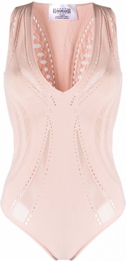 Wolford Body met mesh vlak Roze
