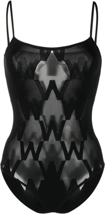 Wolford Body met monogrampatroon Zwart