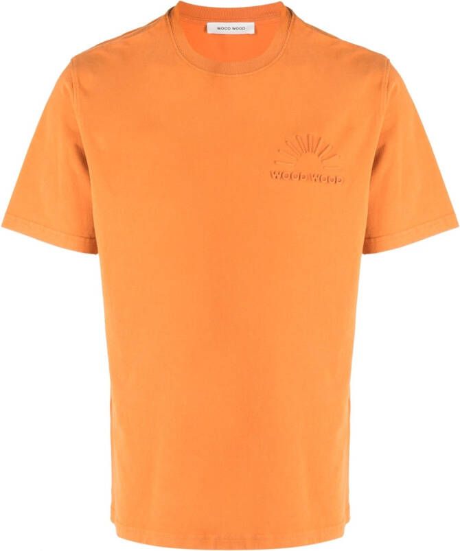 Wood T-shirt met logo-reliëf Oranje