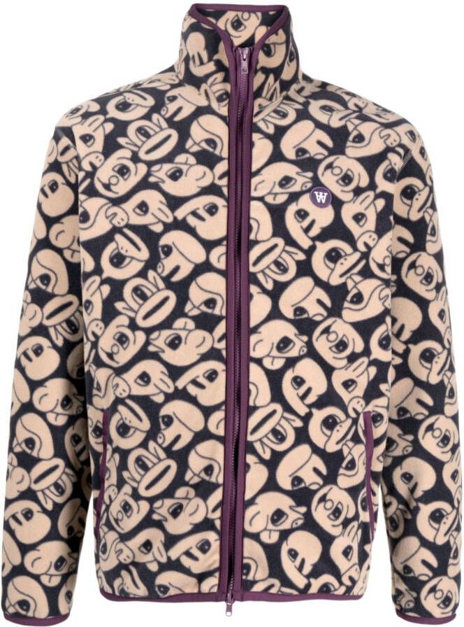 Wood Jay Zoo fleece sweater Bruin