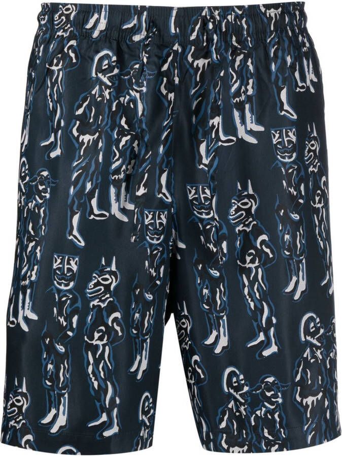 Wood Shorts met print Blauw
