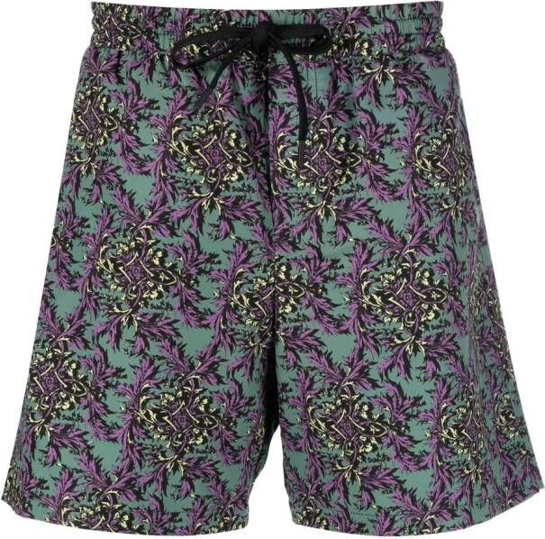 Wood Zwembroek met grafische print Groen