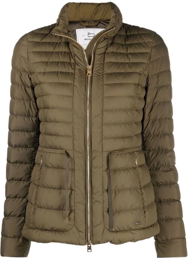 Woolrich Donsjack met ceintuur Groen