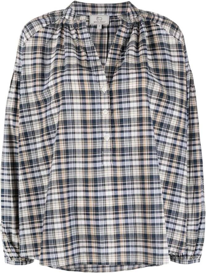 Woolrich Geruite blouse Blauw