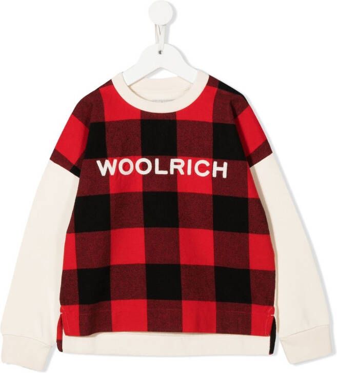 Woolrich Kids Geruite sweater Rood