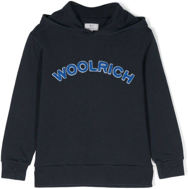 Woolrich Kids Hoodie met logo Blauw