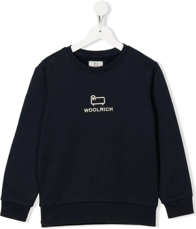 Woolrich Kids Sweater met geborduurd logo Blauw