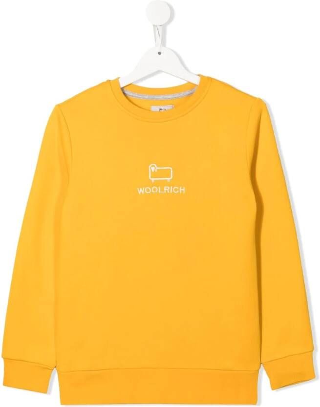 Woolrich Kids Sweater met geborduurd logo Geel