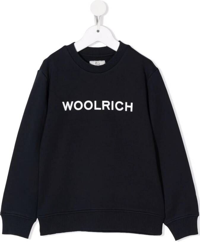 Woolrich Kids Sweater met logo Blauw