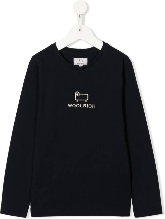 Woolrich Kids T-shirt met geborduurd logo Blauw