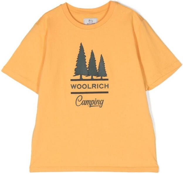 Woolrich Kids T-shirt met logoprint Geel