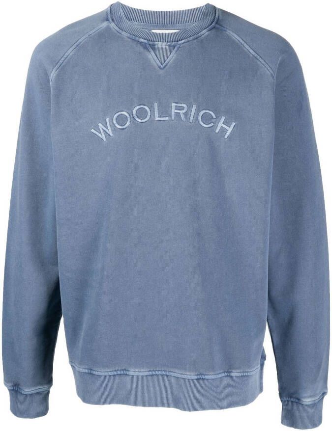 Woolrich Sweater met geborduurd logo Blauw