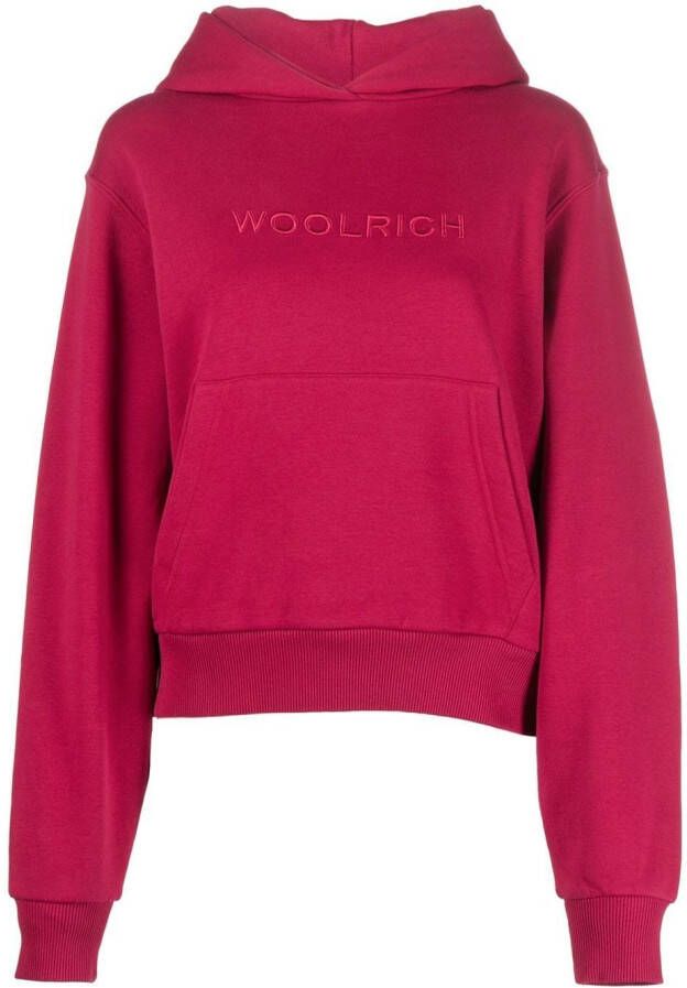 Woolrich Hoodie met geborduurd logo Roze