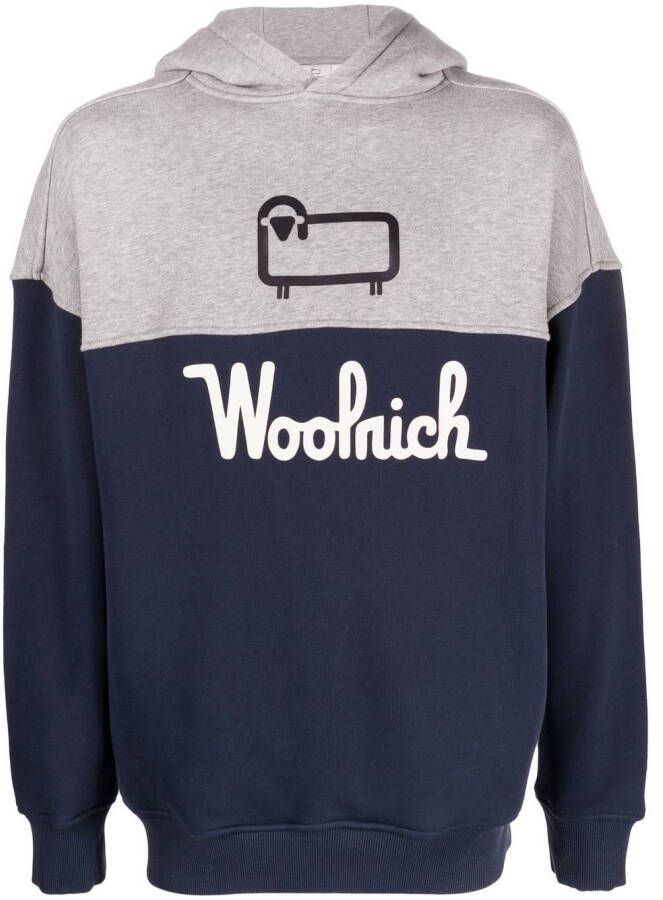 Woolrich Hoodie met colourblocking Blauw