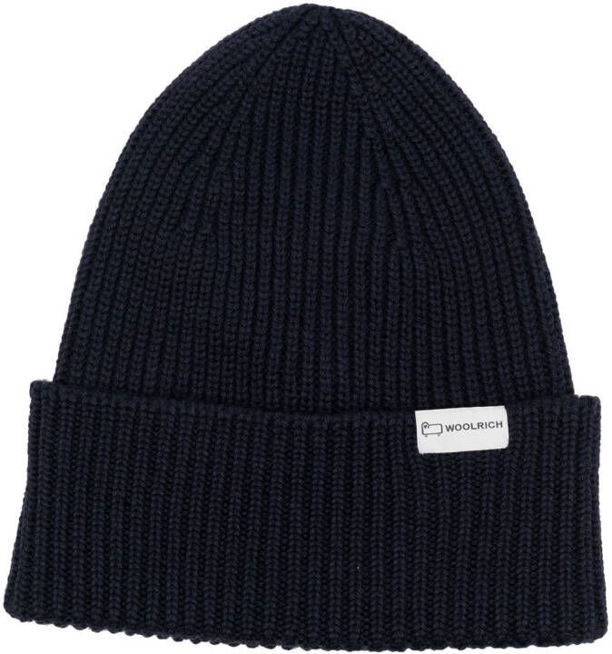 Woolrich Muts met logo Blauw