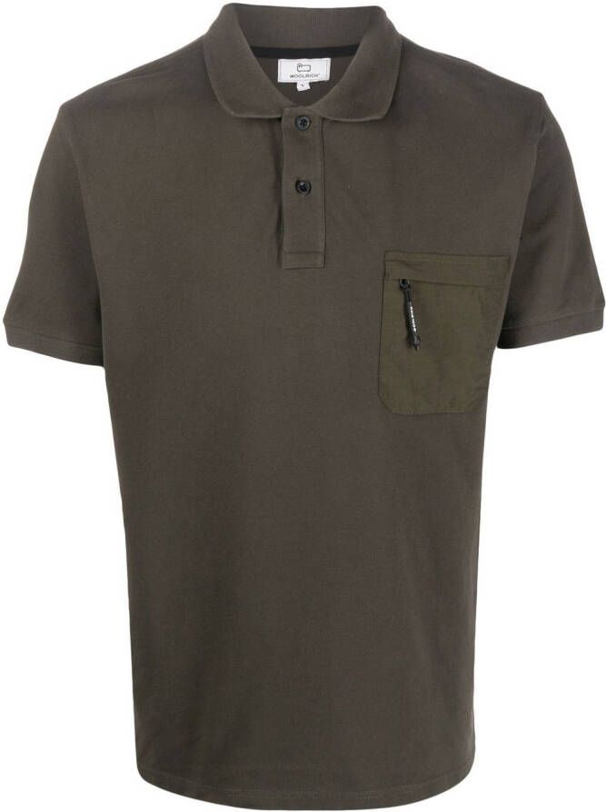 Woolrich Poloshirt met borstzak Groen