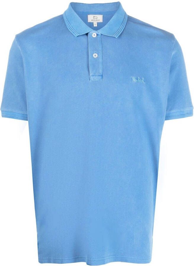 Woolrich Poloshirt met geborduurd logo Blauw