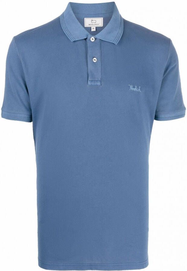 Woolrich Poloshirt met logopatch Blauw