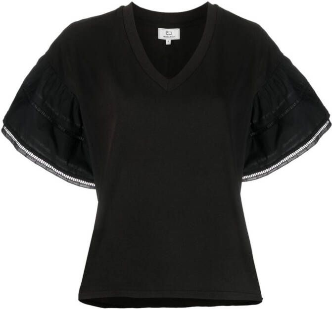 Woolrich T-shirt met pofmouwen Zwart