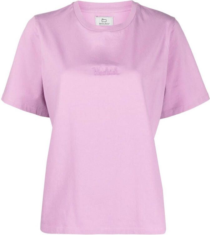 Woolrich T-shirt met geborduurd logo Roze