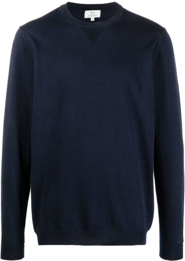 Woolrich Trui met geborduurd logo Blauw
