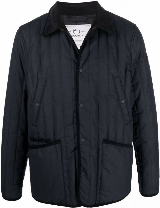 Woolrich x British Millerain Barrier gewatteerd shirtjack 3989 MELTON BLUE