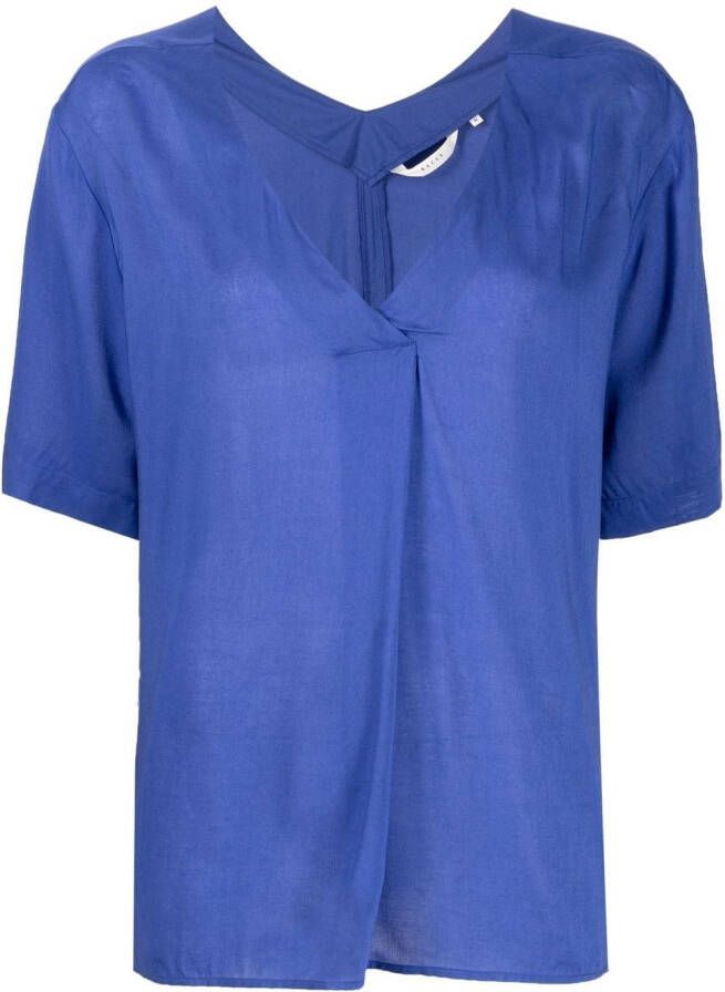 Xacus Blouse met V-hals Blauw
