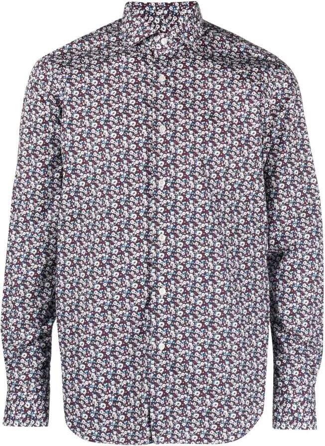 Xacus Overhemd met bloemenprint Rood