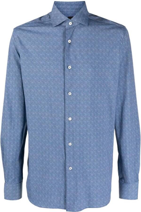 Xacus Overhemd met print Blauw