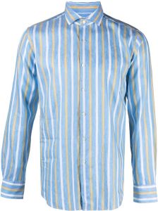 Xacus stripe-pattern long-sleeve shirt Blauw