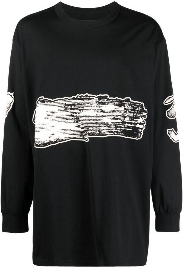 Y-3 T-shirt met abstract patroon Zwart