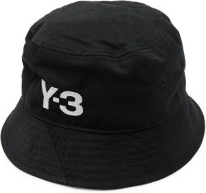 Y-3 embroidered-logo bucket hat Zwart