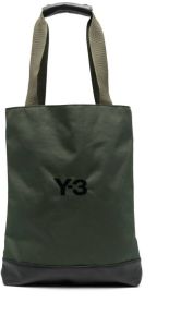 Y-3 logo-embroidered tote bag Groen
