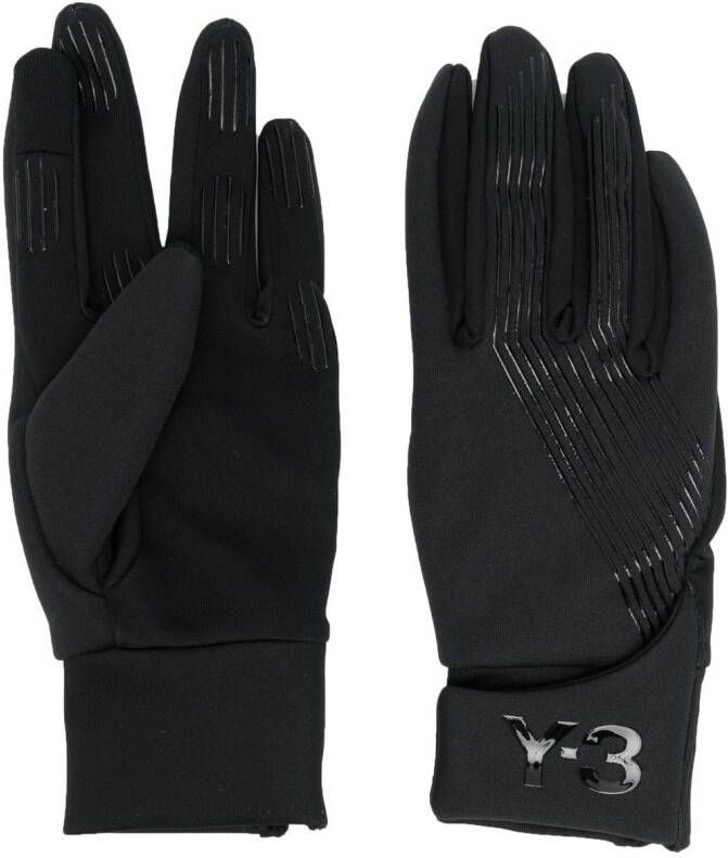 Y-3 Handschoenen met logoprint Zwart