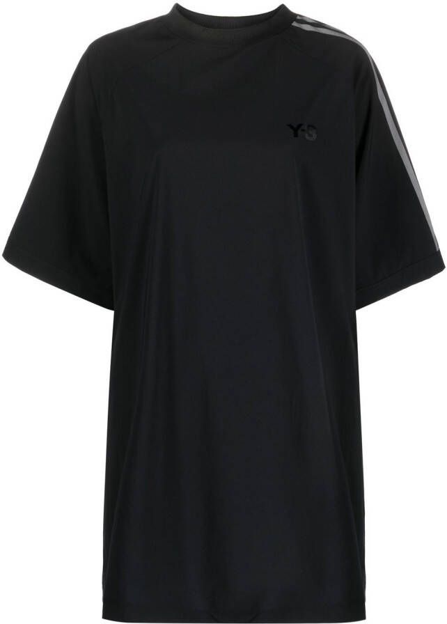 Y-3 T-shirtjurk met drie strepen Zwart