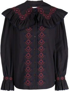 YMC Blouse met gingham ruit Bruin