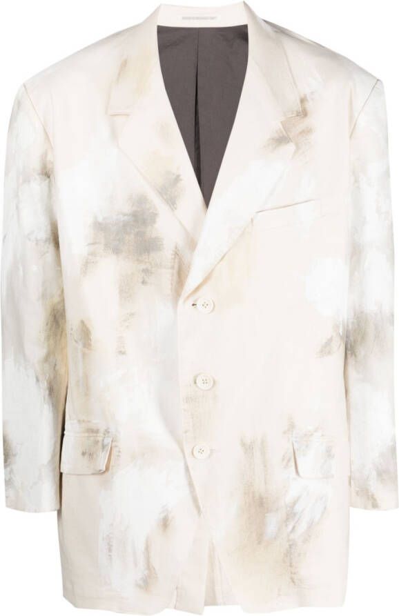 Yohji Yamamoto Jack met abstracte print Beige